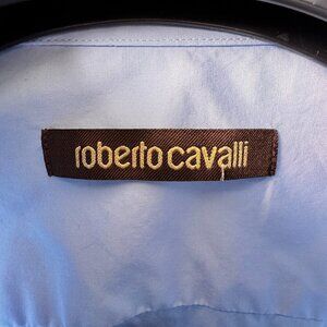 Roberto Cavalli Cotton Long Sleeve Classic RC Dress Shirt Blue